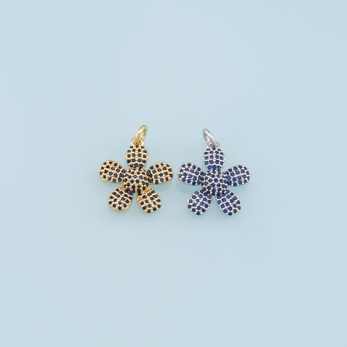 Gold Flower Charms,18K Gold Filled Flower Pendant,Silver Flower Charm Bracelet Necklace for DIY Jewelry Making Supply