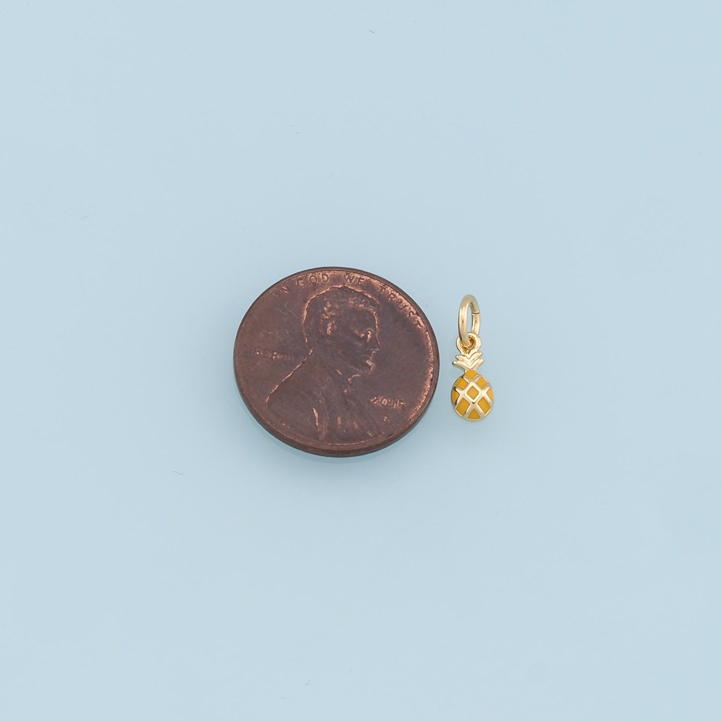 Gold Tiny Pineapple Charms,18K Gold Filled Enamel Pineapple Pendant,Fruit Charm Bracelet Necklace for DIY Jewelry Making Supply