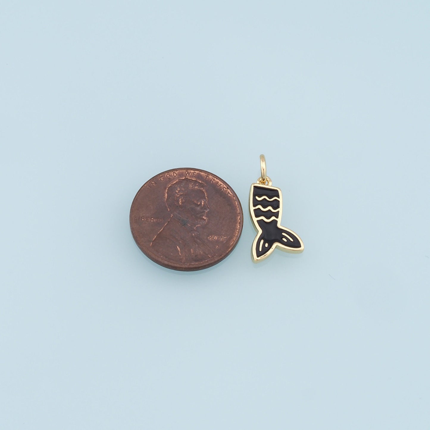 Gold Mermaid  Charms,18K Gold Filled Enamel Tail Pendant,Mermaid Tail Charm Bracelet Necklace for DIY Jewelry Making Supply