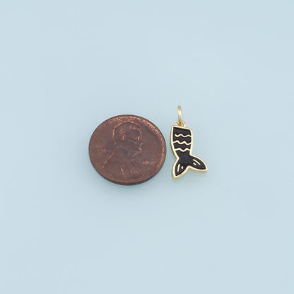Gold Mermaid  Charms,18K Gold Filled Enamel Tail Pendant,Mermaid Tail Charm Bracelet Necklace for DIY Jewelry Making Supply