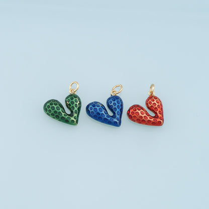 18K Gold Filled Heart Enamel Charm Pendant for Jewelry Making