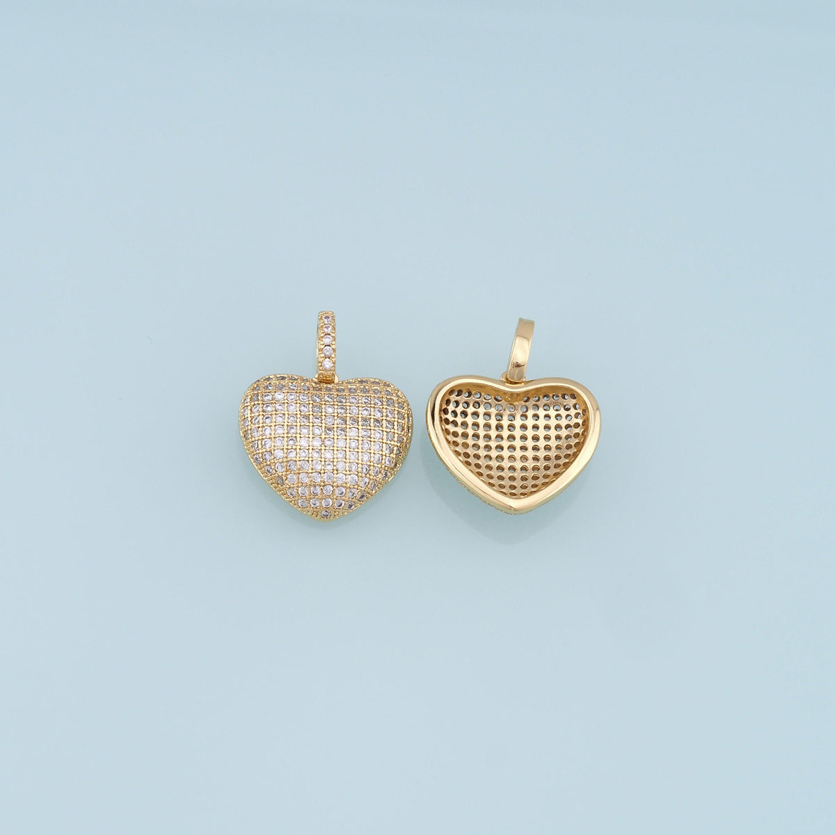 Gold Heart Charms,18K Gold Filled Heart Pendant,CZ Micro Pave Heart Charm Bracelet Necklace for DIY Jewelry Making Supply