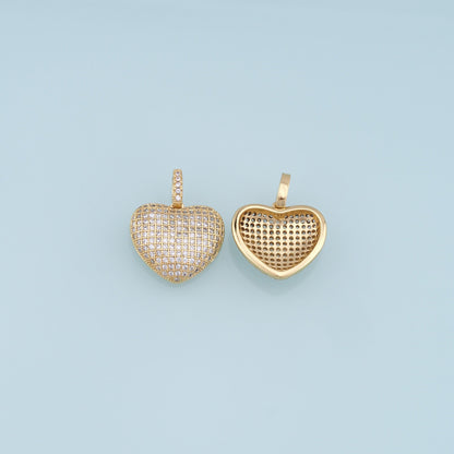 Gold Heart Charms,18K Gold Filled Heart Pendant,CZ Micro Pave Heart Charm Bracelet Necklace for DIY Jewelry Making Supply