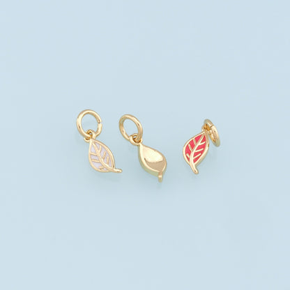 Gold Tiny Leaf Charms,18K Gold Filled Leaf Pendant,Enamel Leaf Charm Bracelet Necklace for DIY Jewelry Making Supply