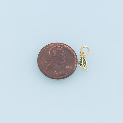 Gold Tiny Leaf Charms,18K Gold Filled Leaf Pendant,Enamel Leaf Charm Bracelet Necklace for DIY Jewelry Making Supply