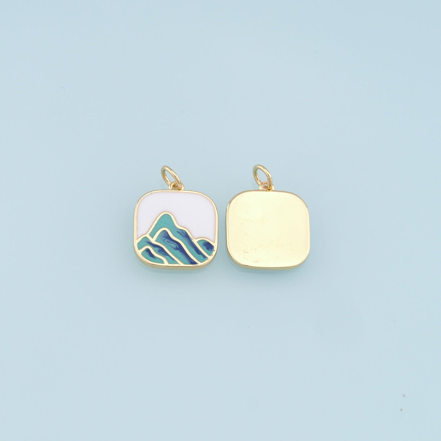 Gold Mountain Charms,18K Gold Filled Enamel Mountain Pendant,Nature Charm Bracelet Necklace for DIY Jewelry Making Supply