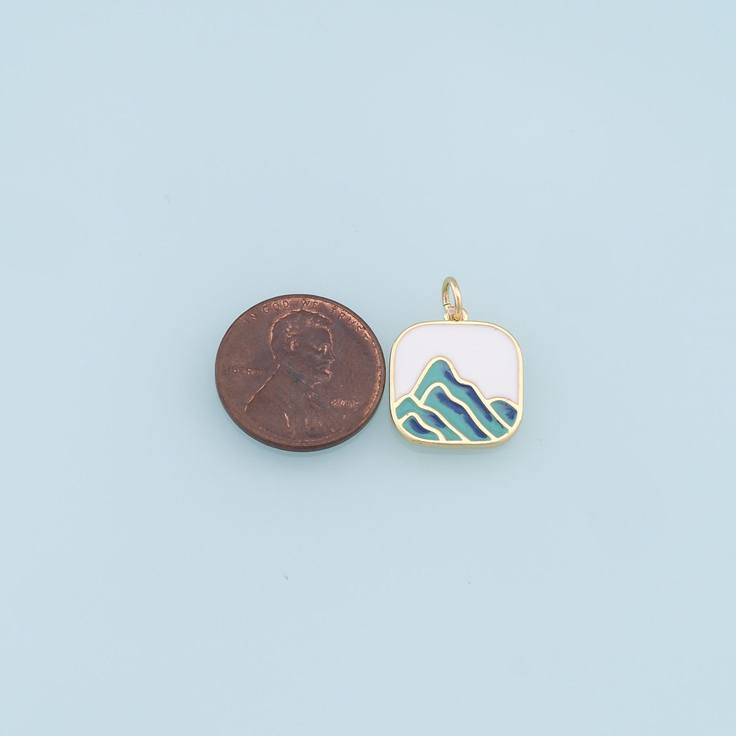 Gold Mountain Charms,18K Gold Filled Enamel Mountain Pendant,Nature Charm Bracelet Necklace for DIY Jewelry Making Supply