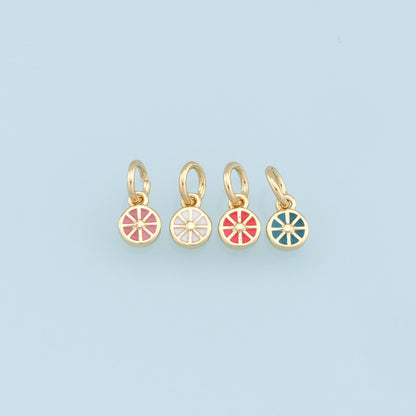 18K Gold Filled Lemon Enamel Charm Pendant for Jewelry Making