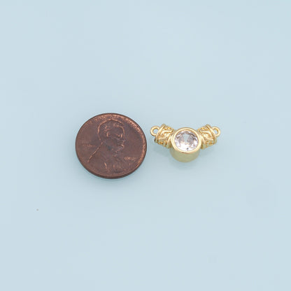 18K Gold Filled Crystal Round Connector for Jewelry Making