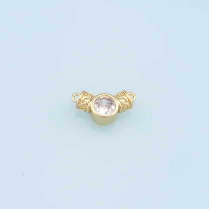 18K Gold Filled Crystal Round Connector for Jewelry Making