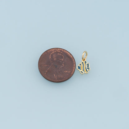 Cute Tiny Fish Charms,18K Gold Filled Enamel Fish Pendant,Kawaii Charm Bracelet Necklace for DIY Jewelry Making Supply