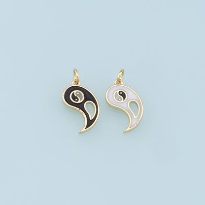 Gold Yin Yang Charms,18K Gold Filled Yin Yang Pendant,Enamel Yin Yang Charm Bracelet Necklace for DIY Jewelry Making Supply
