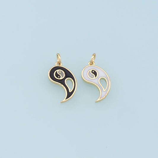 Gold Yin Yang Charms,18K Gold Filled Yin Yang Pendant,Enamel Yin Yang Charm Bracelet Necklace for DIY Jewelry Making Supply