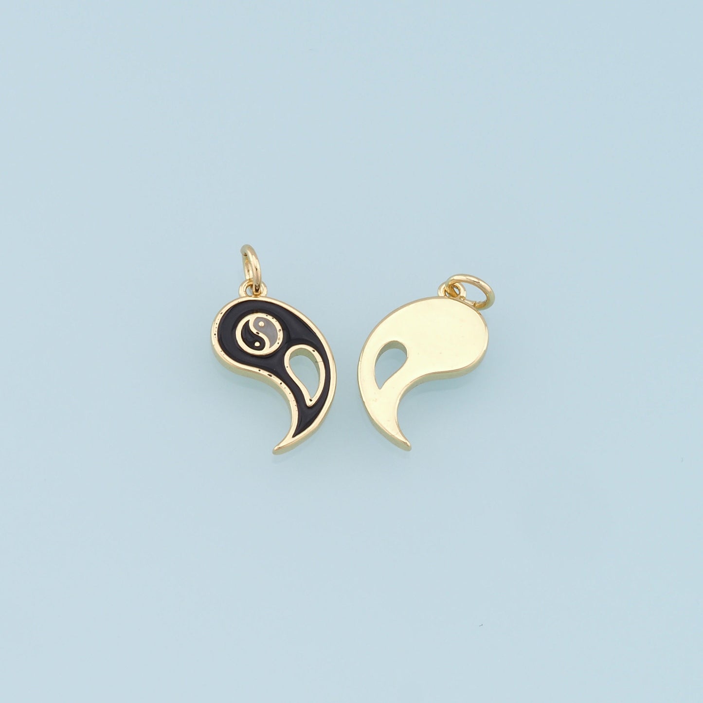 Gold Yin Yang Charms,18K Gold Filled Yin Yang Pendant,Enamel Yin Yang Charm Bracelet Necklace for DIY Jewelry Making Supply