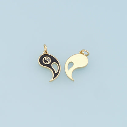 Gold Yin Yang Charms,18K Gold Filled Yin Yang Pendant,Enamel Yin Yang Charm Bracelet Necklace for DIY Jewelry Making Supply
