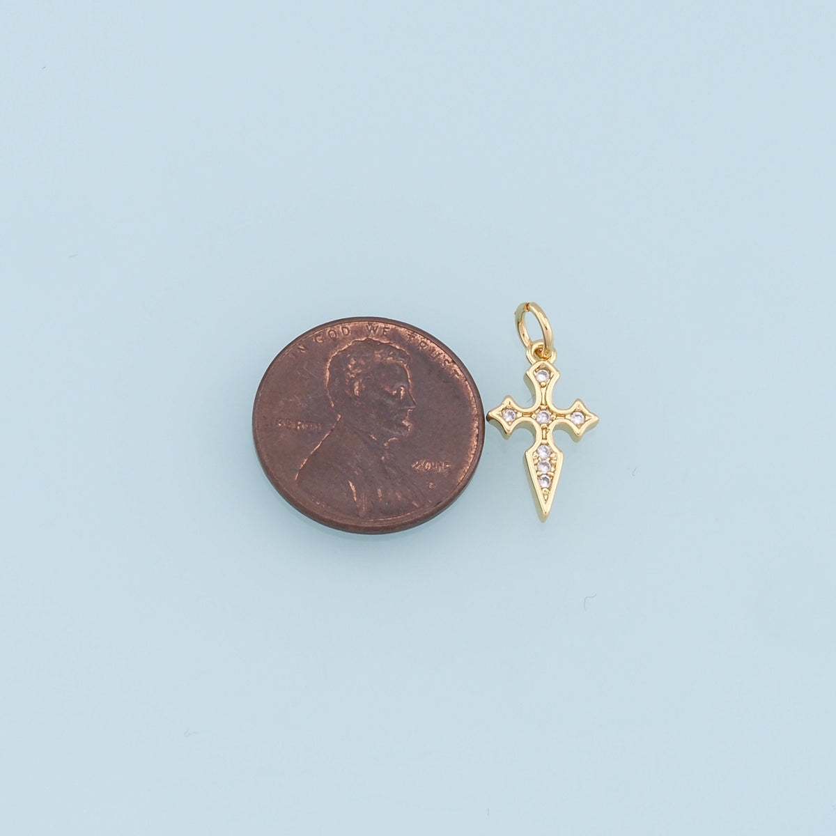 Gold Cross Charms,18K Gold Filled Cross Pendant,CZ Micro Pave Cross Charm Bracelet Necklace for DIY Jewelry Making Supply