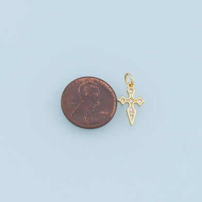 Gold Cross Charms,18K Gold Filled Cross Pendant,CZ Micro Pave Cross Charm Bracelet Necklace for DIY Jewelry Making Supply