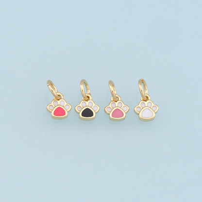 Gold Tiny Paw Charms,18K Gold Filled Cat Paw Pendant,Enamel Dog Paw Charm Bracelet Necklace for DIY Jewelry Making Supply