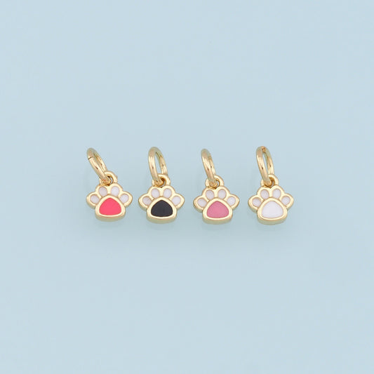 Gold Tiny Paw Charms,18K Gold Filled Cat Paw Pendant,Enamel Dog Paw Charm Bracelet Necklace for DIY Jewelry Making Supply