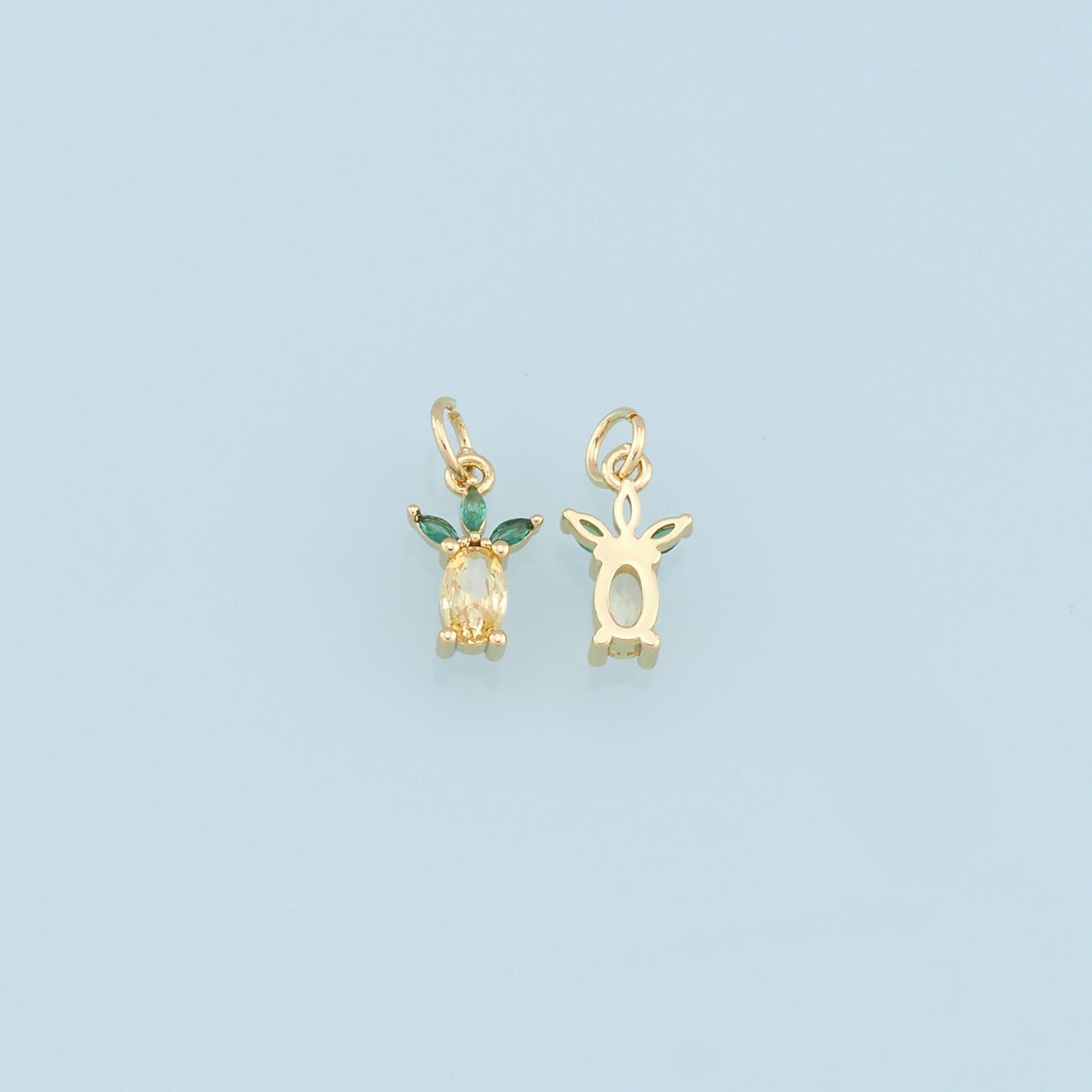 Gold Tiny Pineapple Crystal Charms,18K Gold Filled Pineapple Pendant,Fruit Charm Bracelet Necklace for DIY Jewelry Making Supply