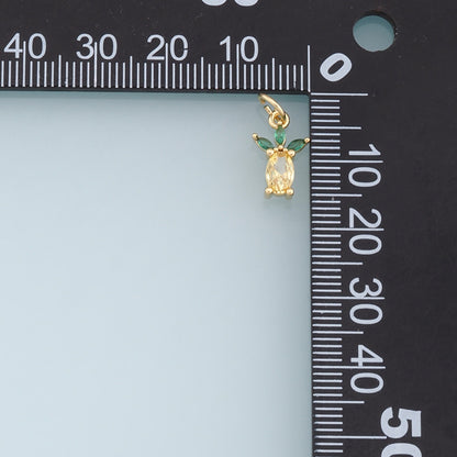 Gold Tiny Pineapple Crystal Charms,18K Gold Filled Pineapple Pendant,Fruit Charm Bracelet Necklace for DIY Jewelry Making Supply