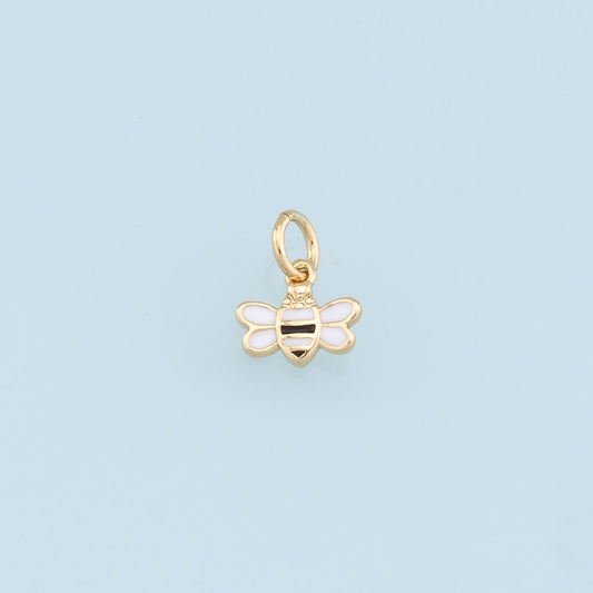 Gold Tiny Bee Charms,18K Gold Filled Coin Bee Pendant,Enamel Bee Charm Bracelet Necklace for DIY Jewelry Making Supply