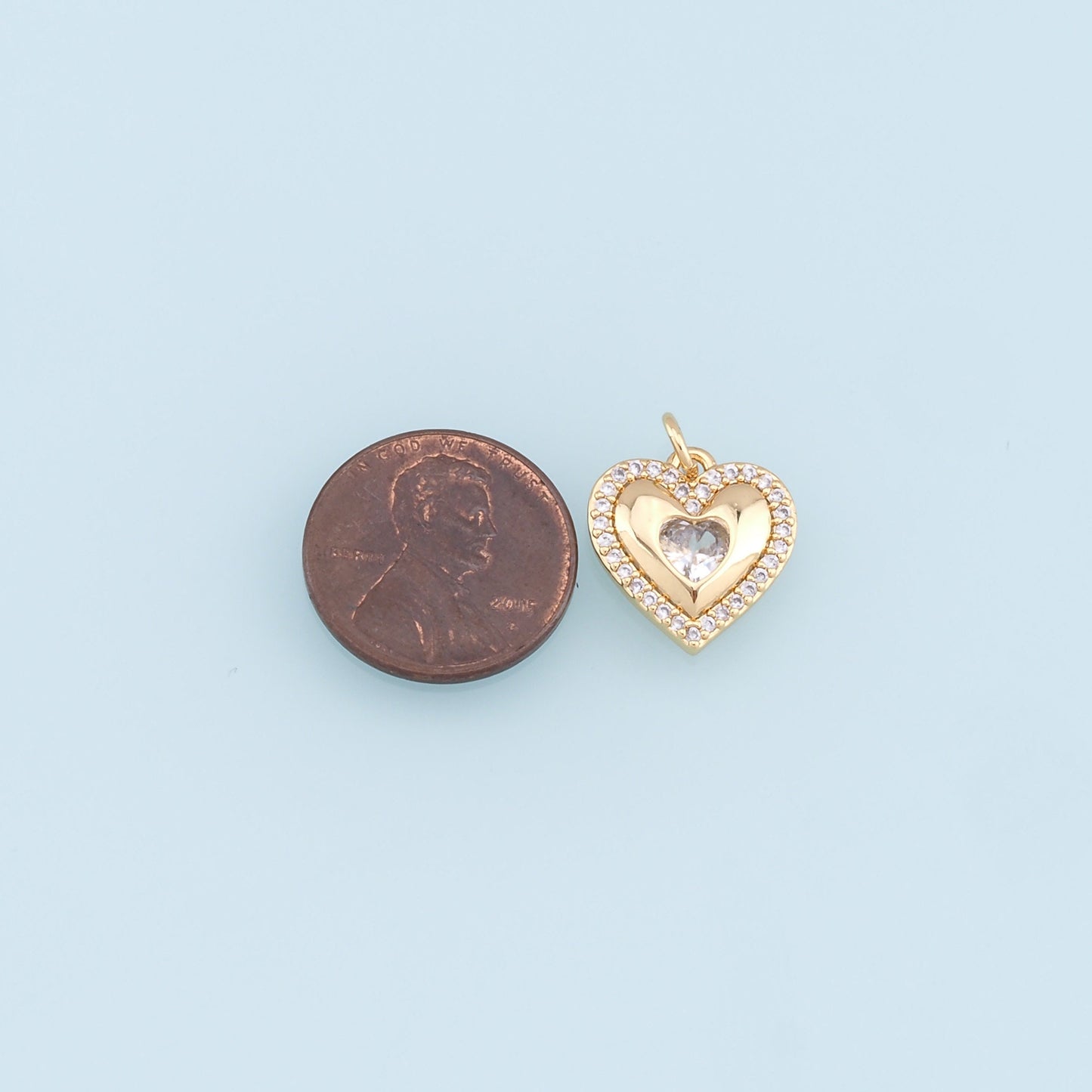 Gold Heart Charms,18K Gold Filled CZ Heart Pendant,Heart Charm Bracelet Necklace for DIY Jewelry Making Supply