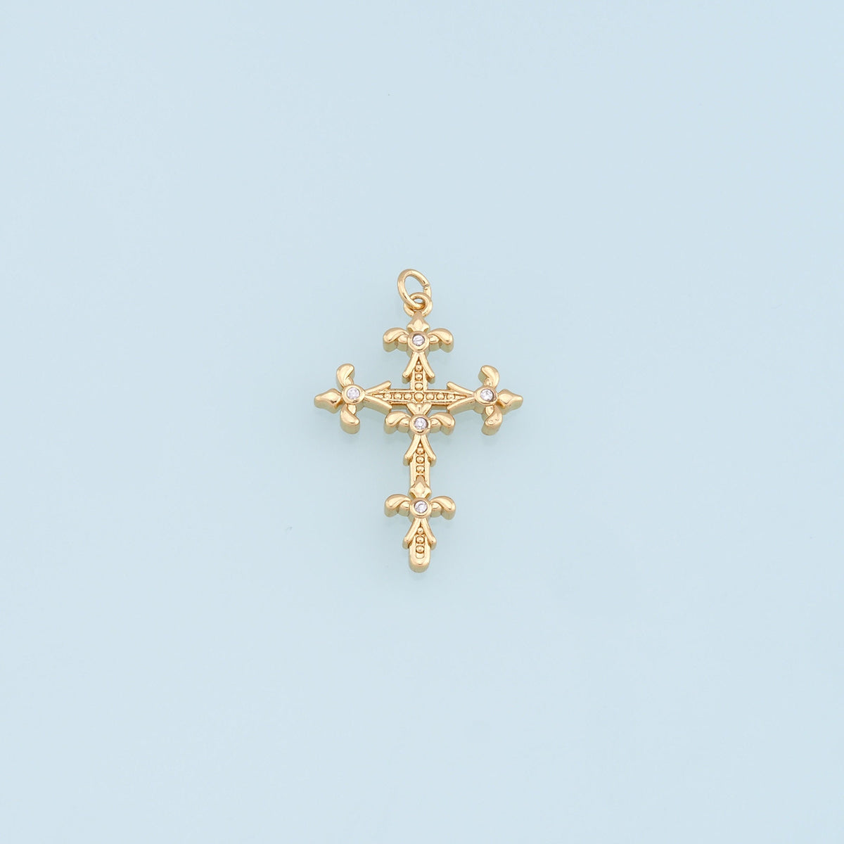Gold Cross Charms,18K Gold Filled Cross Pendant,CZ Micro Pave Cross Charm Bracelet Necklace for DIY Jewelry Making Supply