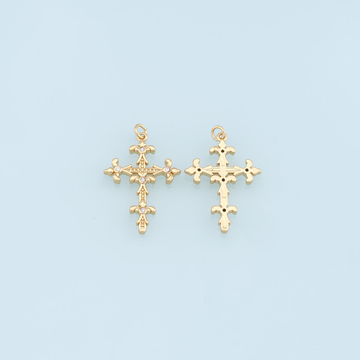 Gold Cross Charms,18K Gold Filled Cross Pendant,CZ Micro Pave Cross Charm Bracelet Necklace for DIY Jewelry Making Supply