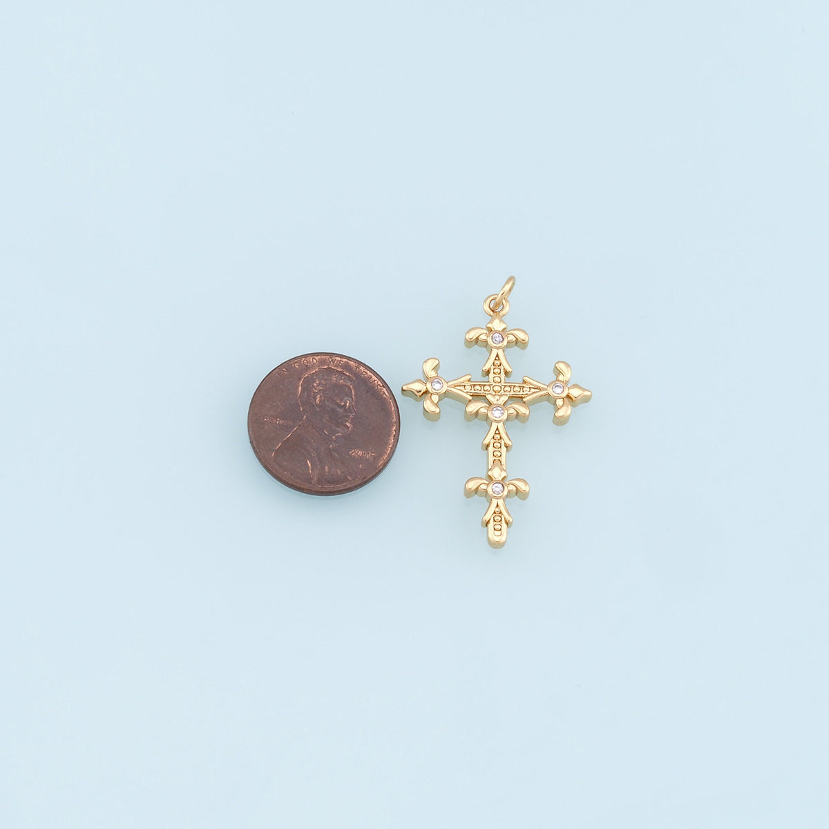 Gold Cross Charms,18K Gold Filled Cross Pendant,CZ Micro Pave Cross Charm Bracelet Necklace for DIY Jewelry Making Supply