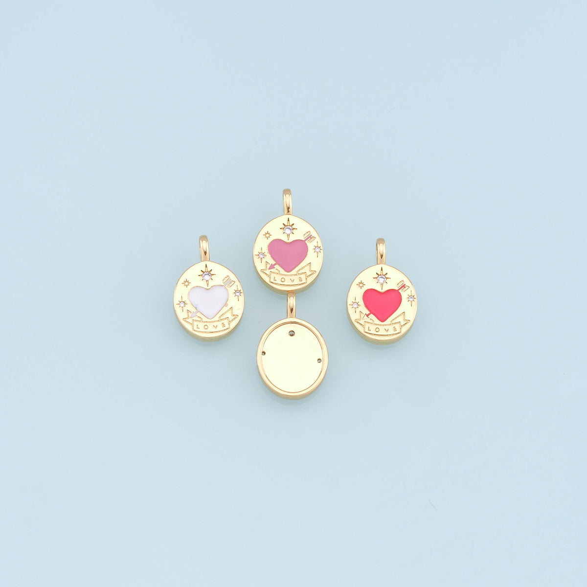18K Gold Filled Heart Enamel Charm Pendant for Jewelry Making