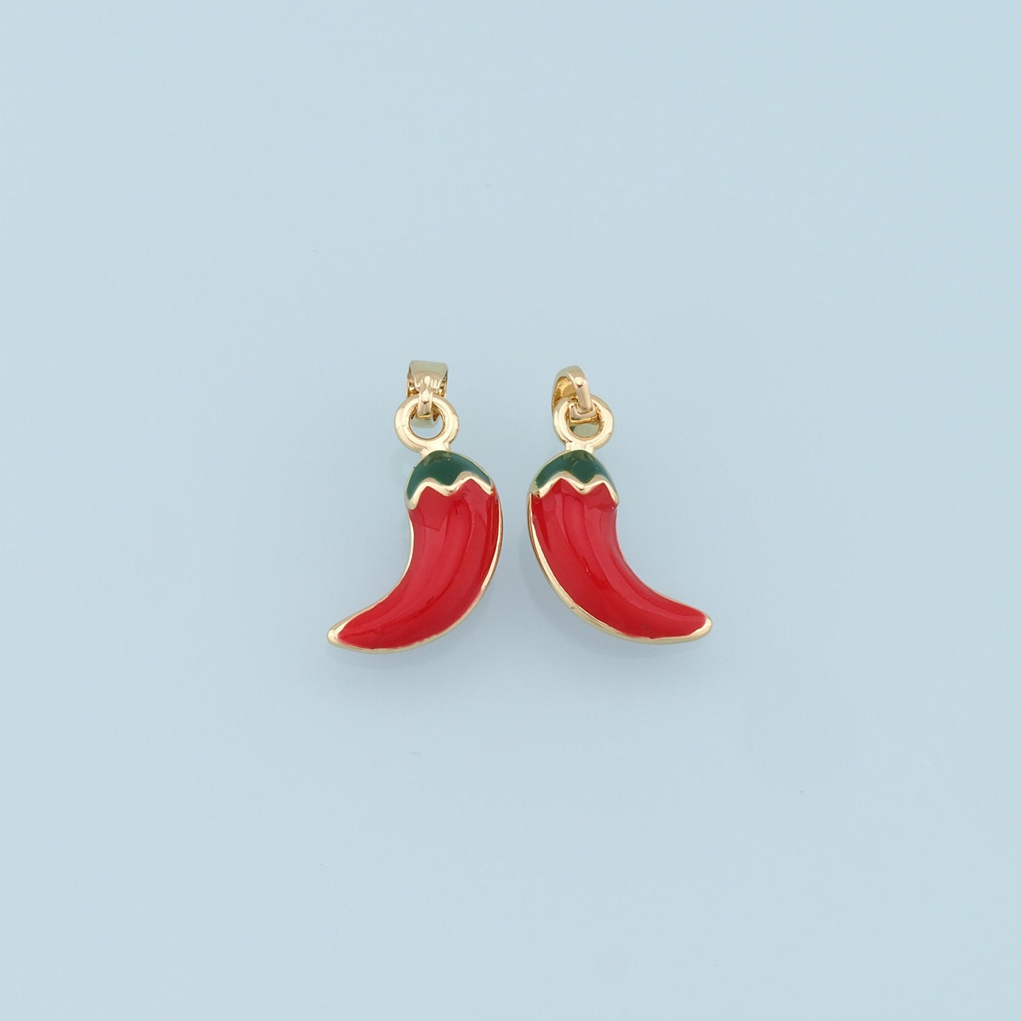 Gold Chili Charms,18K Gold Filled Chili Pendant,Enamel Chili Charm Bracelet Necklace for DIY Jewelry Making Supply
