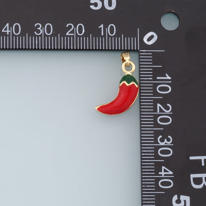 Gold Chili Charms,18K Gold Filled Chili Pendant,Enamel Chili Charm Bracelet Necklace for DIY Jewelry Making Supply