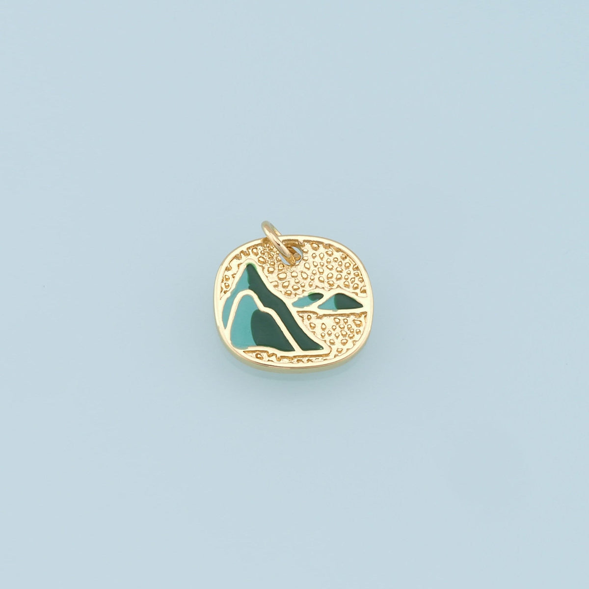 Gold Mountain Charms,18K Gold Filled Enamel Mountain Pendant,Nature Charm Bracelet Necklace for DIY Jewelry Making Supply