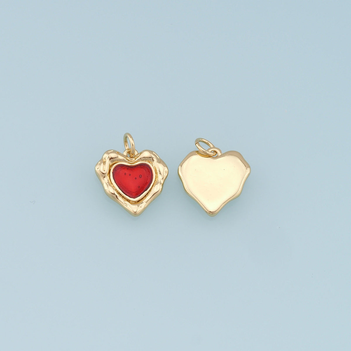 Gold Heart Charms,18K Gold Filled Heart Pendant,Heart Charm Bracelet Necklace for DIY Jewelry Making Supply