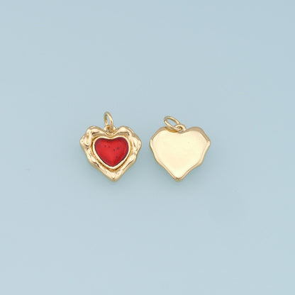 Gold Heart Charms,18K Gold Filled Heart Pendant,Heart Charm Bracelet Necklace for DIY Jewelry Making Supply