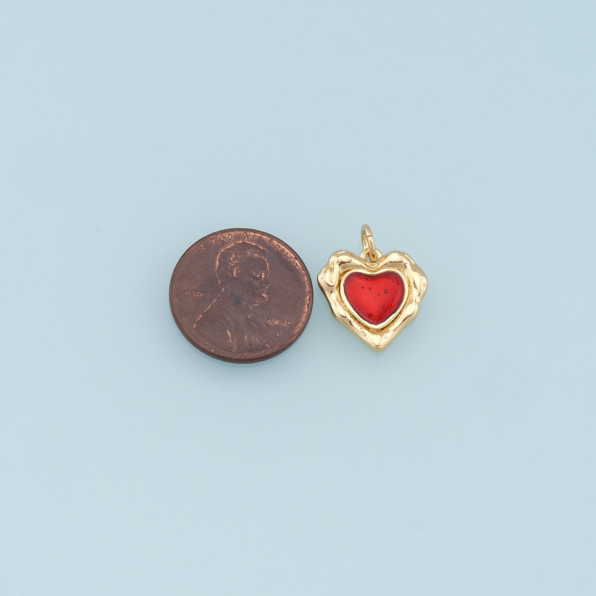 Gold Heart Charms,18K Gold Filled Heart Pendant,Heart Charm Bracelet Necklace for DIY Jewelry Making Supply
