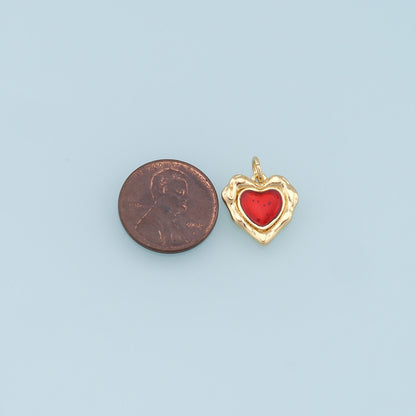 Gold Heart Charms,18K Gold Filled Heart Pendant,Heart Charm Bracelet Necklace for DIY Jewelry Making Supply