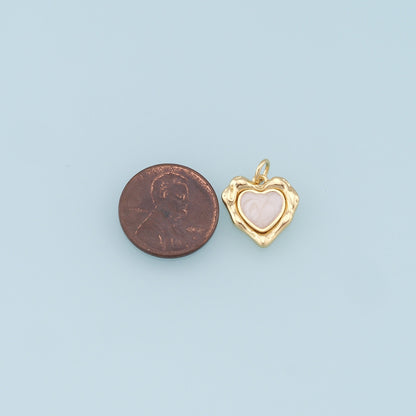 Gold Heart Charms,18K Gold Filled Heart Pendant,Heart Charm Bracelet Necklace for DIY Jewelry Making Supply