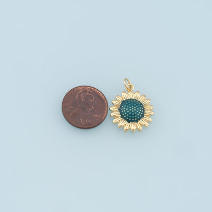 Gold Sunflower Charms,18K Gold Filled Sunflower Pendant,Enamel Sunflower Charm Bracelet Necklace for DIY Jewelry Making Supply