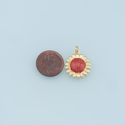 Gold Sunflower Charms,18K Gold Filled Sunflower Pendant,Enamel Sunflower Charm Bracelet Necklace for DIY Jewelry Making Supply