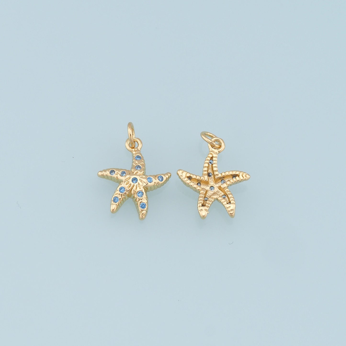 Gold Starfish Charms,18K Gold Filled Sea Star Pendant,Starfish Charm Bracelet Necklace for DIY Jewelry Making Supply