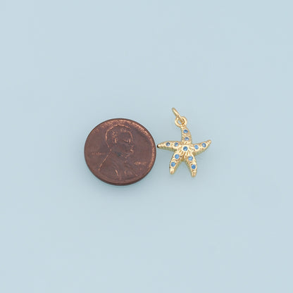 Gold Starfish Charms,18K Gold Filled Sea Star Pendant,Starfish Charm Bracelet Necklace for DIY Jewelry Making Supply