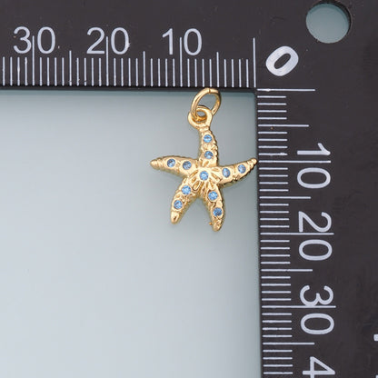 Gold Starfish Charms,18K Gold Filled Sea Star Pendant,Starfish Charm Bracelet Necklace for DIY Jewelry Making Supply