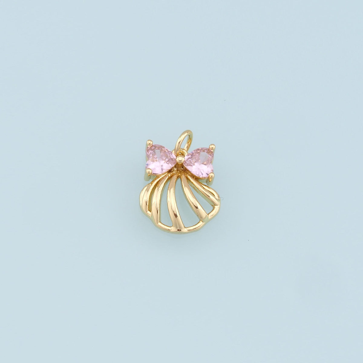 Gold Shell Charms,18K Gold Filled Conch Shell Pendant,CZ Shell Charm Bracelet Necklace for DIY Jewelry Making Supply
