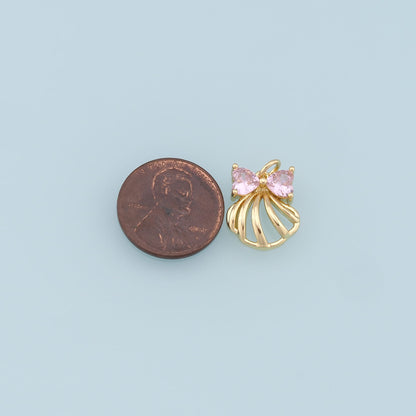 Gold Shell Charms,18K Gold Filled Conch Shell Pendant,CZ Shell Charm Bracelet Necklace for DIY Jewelry Making Supply