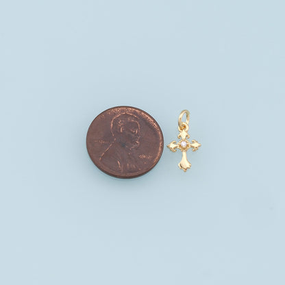 Gold Cross Charms,18K Gold Filled Cross Pendant,CZ Cross Charm Bracelet Necklace for DIY Jewelry Making Supply
