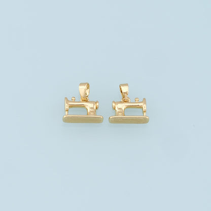Gold sewing machine Charms,18K Gold Filled sewing machine Pendant,sewing machine Charm Bracelet Necklace for DIY Jewelry Maki