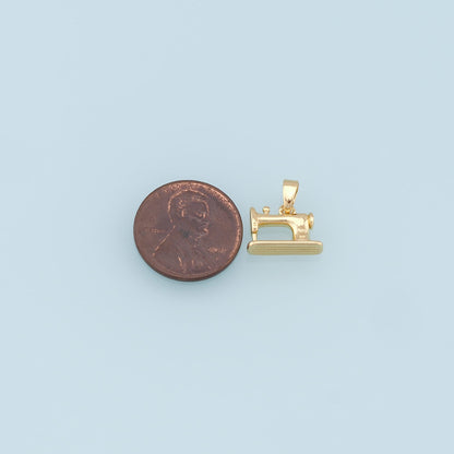 Gold sewing machine Charms,18K Gold Filled sewing machine Pendant,sewing machine Charm Bracelet Necklace for DIY Jewelry Maki