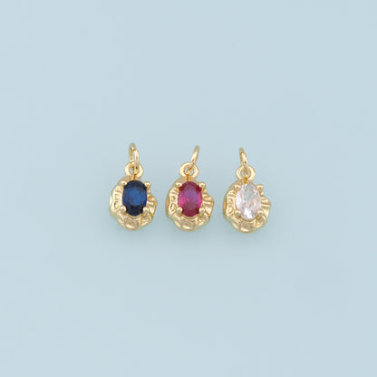Gold Oval Crystal Charm,18K Gold Filled Oval Pendant,Irregular Oval Charm Bracelet Necklace for DIY Jewelry Making Supply